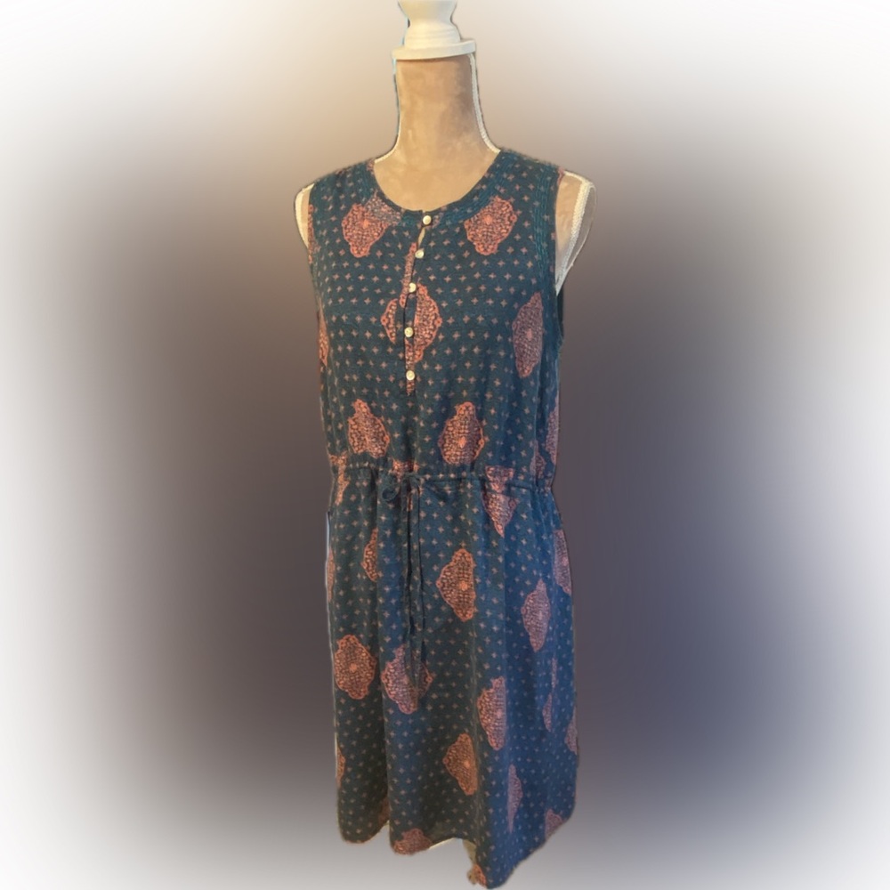 Lucky Brand Sleeveless Blue Patterned Dress